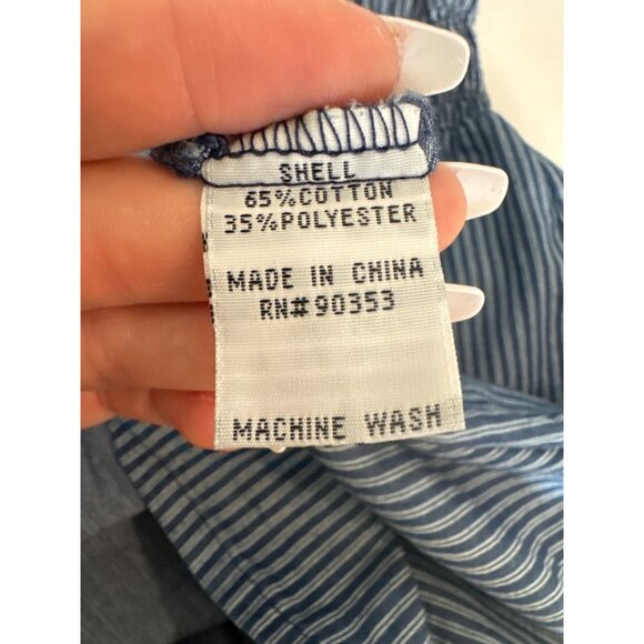 J Gee Dress Sz M? Blue Striped Shirt-Waist Zip-Up PolyCotton Slvless Pockets - Picture 7 of 13